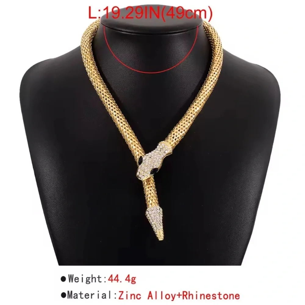 Lux Serpenti serpentine wrap multi diamonds Gold Snake Necklace - Picture 11 of 11